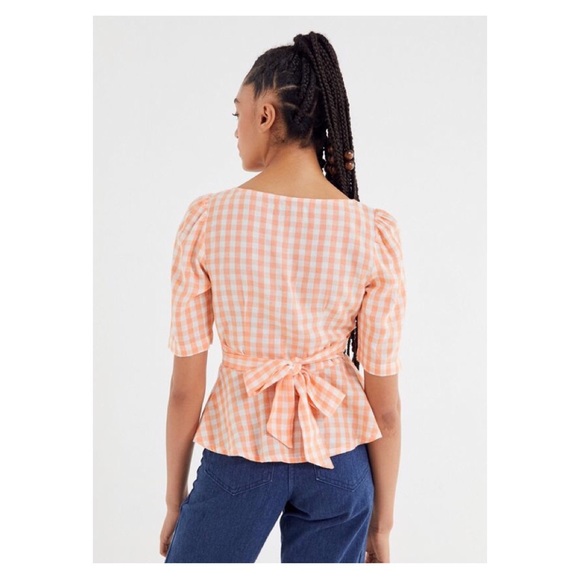 UO Penrose Linen Button-Front Peplum Top - Picture 4 of 7